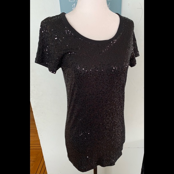 DKNY sequin Embellished crew tee shirt - Picture 3 of 8